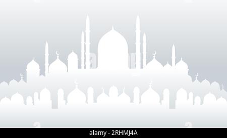 White big mosque silhouette isolated on white background. Stock Vector