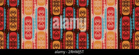 African symbols seamless pattern, Tribal ethnic drawing. Hand drawn grunge texture background. Vector illustration for fashion textile print. Stock Vector