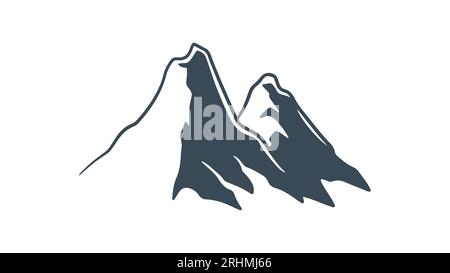Mountain peak icon silhouette. Vector of simple vintage design logo. Stock Vector