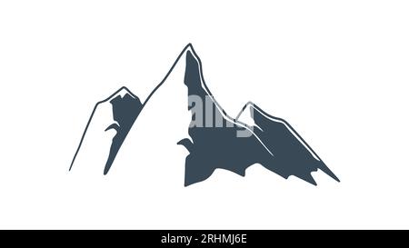 Mountain peak icon silhouette. Vector of simple vintage design logo. Stock Vector