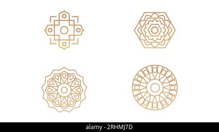 Four islamic shapes ornaments isolated on white background. Stock Vector