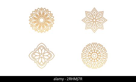 Four islamic shapes ornaments isolated on white background. Stock Vector