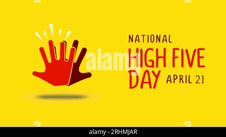 National high five day banner poster isolated on white background celebrated on april 21. Stock Vector