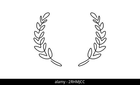 Laurel wreath one line drawing Stock Vector