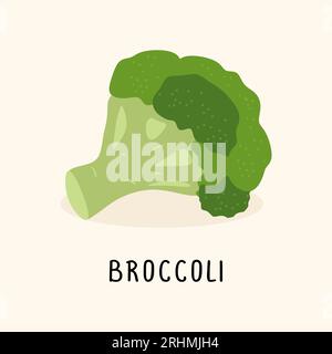 broccoli vector flat illustration, isolated on white background Stock Vector