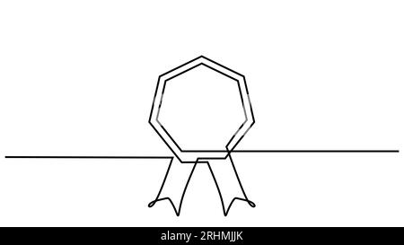 Continuous Line Drawing of Awards and Certificates with Ribbons - Vector Illustration of Quality, Success, and Competition Concepts Stock Vector