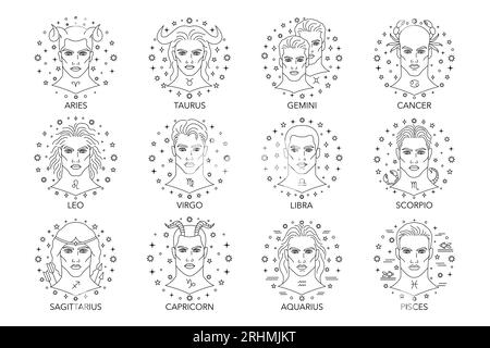 Collection of vector zodiac signs. Stock Vector