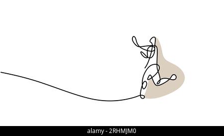 Runner Abstract character, Continuous one line drawing. Picasso style hand drawn sketch vector illustration. Gesture sport simple line art. Stock Vector