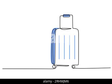 Suitcase - School education object, one line drawing continuous design, vector illustration. Stock Vector
