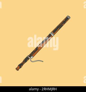 Hand-Drawn Bassoon Instrument Doodle Vector Illustration in colorful. Stock Vector