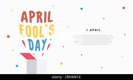 April fools day banner poster celebrated on april 1st, isolated on white background Stock Vector