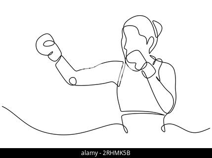 Boxer one line drawing, punch pose continuous hand drawn sketch art Stock  Vector Image & Art - Alamy