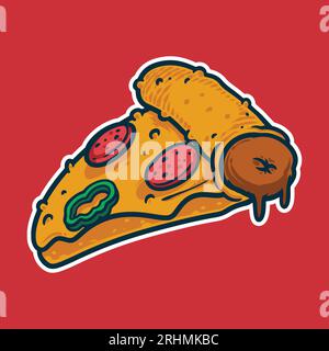 Pizza - Cartoon style colorful vector illustration. Italian food icon concept isolated. Stock Vector