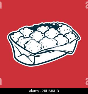 Chicken Nuggets - Drawing vector illustration, black and white colors, simple doodle hand drawn Stock Vector