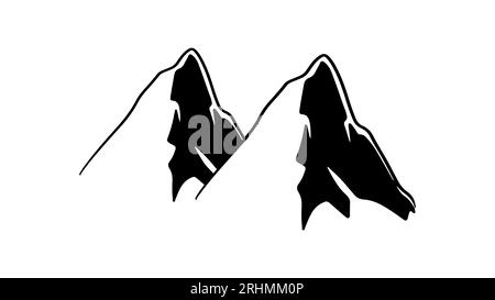 mountain icon vector, illustration silhouette peak logo, showcasing a simplified outline of a mountain, designed for isolated use on web platforms wit Stock Vector