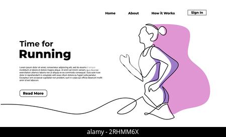 one line drawing female athlete sprint and running single continuous line drawing. Individual sports and competitive spirit, making it an ideal design Stock Vector