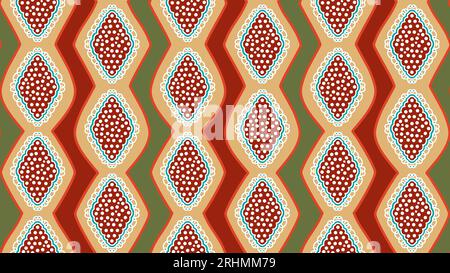 Aboriginal seamless pattern, ethnic hand drawn diamond stripes. Fabric and textile ready to print. Vector illustration colorful background. Stock Vector