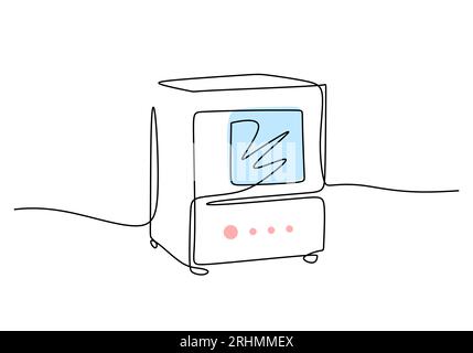 Incubator - Laboratory equipment and tools object, one line drawing continuous design, vector illustration for science and education. Stock Vector