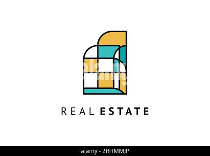 Real estate logo building with colorful design template. Stock Vector