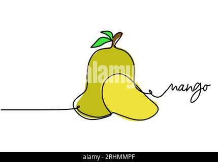 Mango continuous one line drawing, fruit vector illustration. Stock Vector