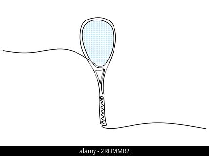 Squash Racket One Line Drawing: Continuous Hand Drawn Sport Theme Stock Vector