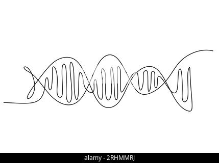 One continuous single line drawing of dna isolated on white background. Stock Vector