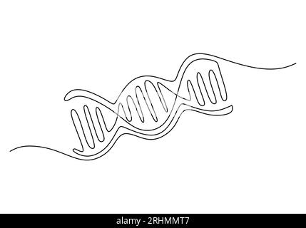 One continuous single line drawing of dna isolated on white background. Stock Vector