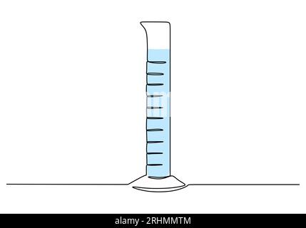Beaker - Laboratory equipment and tools object, one line drawing continuous design, vector illustration for science and education. Stock Vector