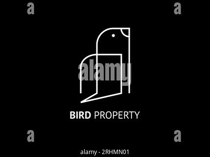 Bird property line logo minimalist, vector illustration simple design Stock Vector