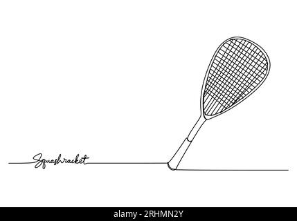 Squash Racket One Line Drawing Continuous Hand Drawn Sport Theme Stock Vector