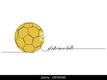 Plastic Soccer Ball One Line Drawing Continuous Hand Drawn Sport Theme Stock Vector