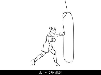 Continuous one line drawing of boxing gloves Stock Vector Image & Art ...
