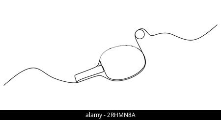Continuous single one line of ping pong racket isolated on white background. Stock Vector