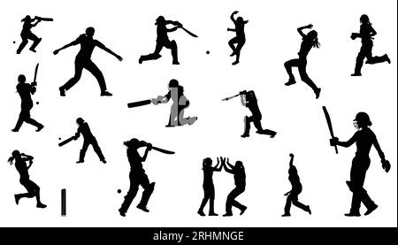 female cricket player silhouette Stock Vector