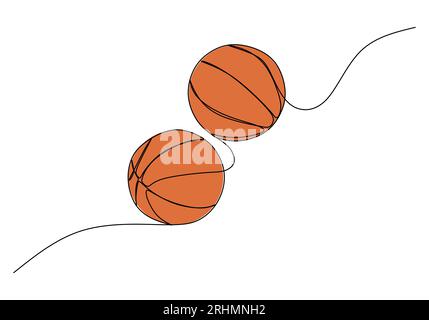 Basketball One Line Drawing Continuous Hand Drawn Sport Theme Object Stock Vector