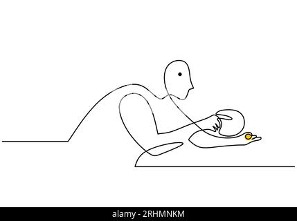 man playing ping pong. Table Tennis Ball One Line Drawing Stock Vector