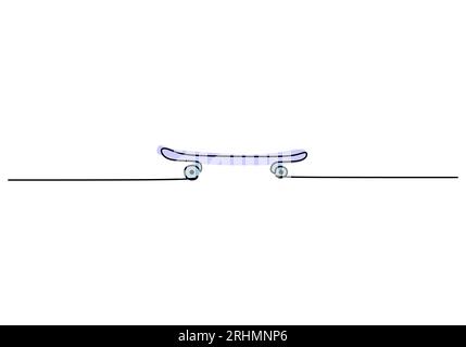 Skateboard One Line Drawing: Continuous Hand Drawn Sport Theme Object Stock Vector