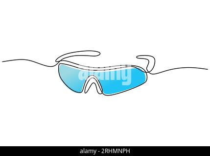 Mountain Goggles One Line Drawing: Continuous Hand Drawn Sport Theme Stock Vector
