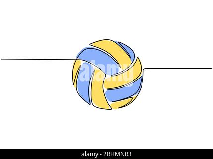 Volleyball One Line Drawing: Continuous Hand Drawn Sport Theme Object Stock Vector