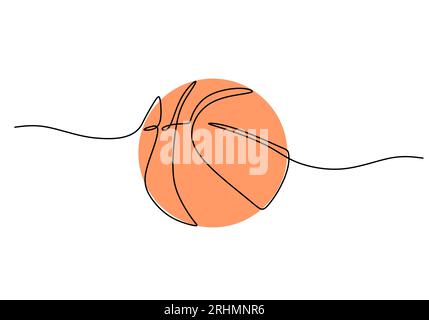 Basketball One Line Drawing: Continuous Hand Drawn Sport Theme Object Stock Vector