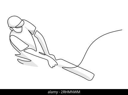One line drawing of cricket sport player Vector Image