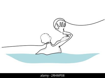 Water Polo Player Minimalist Vector Illustration, Athlete Engaged in Water Polo Game Stock Vector