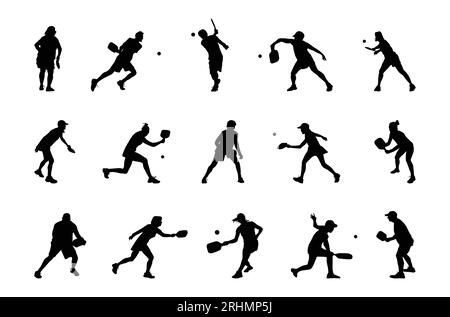 Pickleball player silhouette Stock Vector