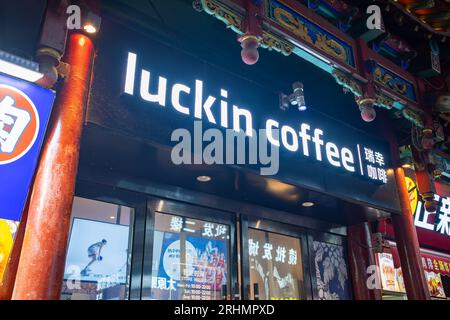 TaiYuan ShanXi China-July 29 2023:luckin coffee in TaiYuan. Stock Photo