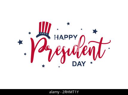 President's Day Background Design. Banner, Poster, Greeting Card with circus hat, blue stars isolated on white background. Stock Vector