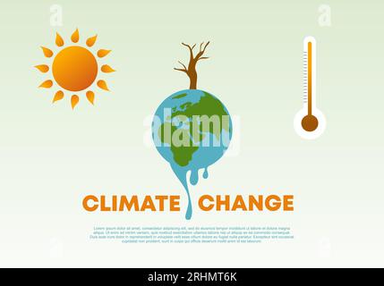 Climate change and saving the planet poster background. World Environment Day, bio technology, a city on planet. Stock Vector