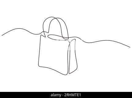 One continuous single line of woman fashion bag for traveling or shopping isolated on white background. Stock Vector