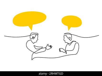 One continuous single line of partner discussion isolated on white background. Stock Vector