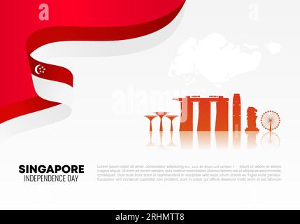 Singapore independence day background banner poster for national celebration on august 9. Stock Vector