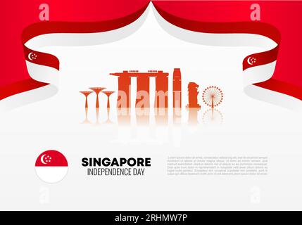 Singapore independence day background banner poster for national celebration on august 9. Stock Vector